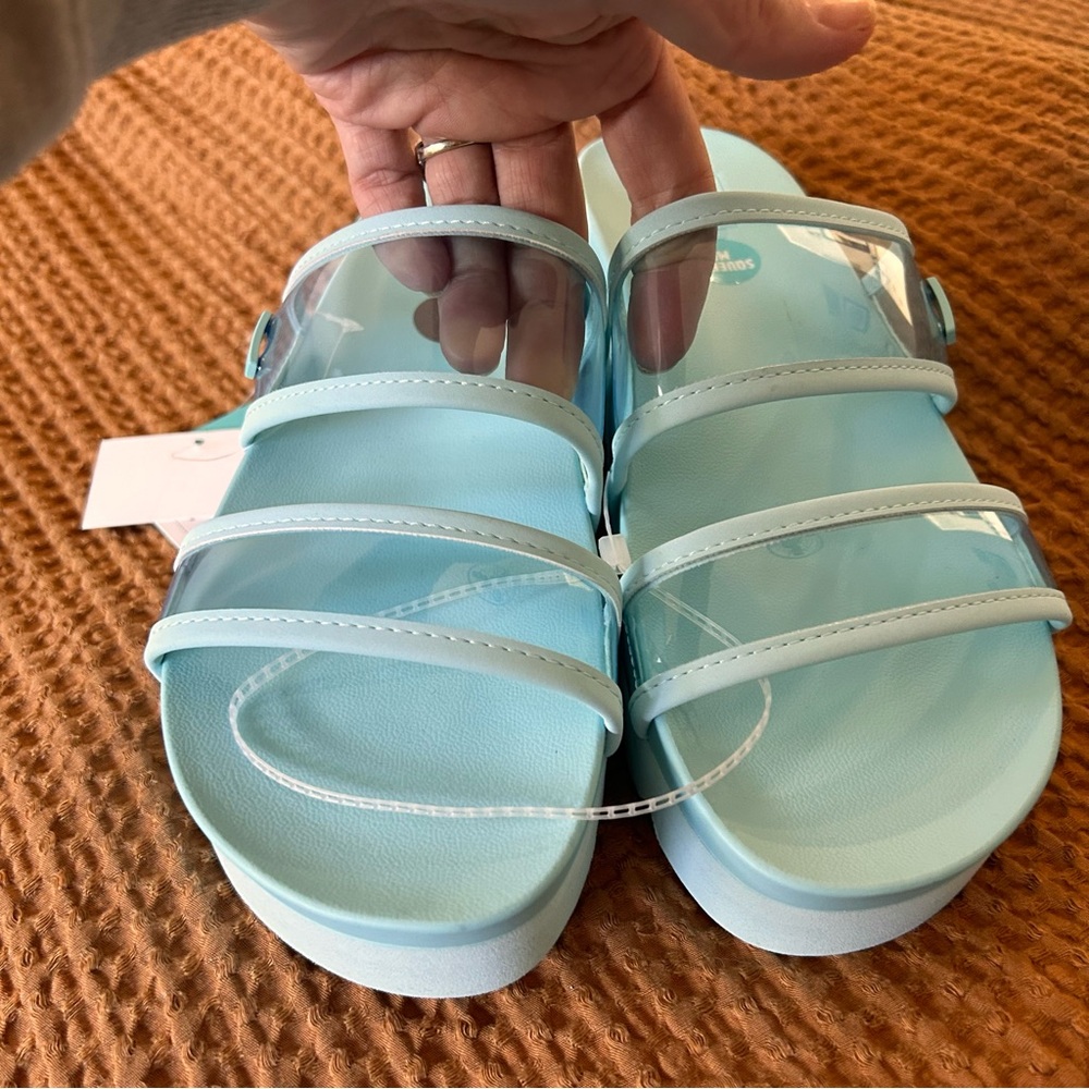 Reef Blue Platform Sandals Chunky Sole vista hi energy slides 8.5 clear teal - Picture 7 of 12